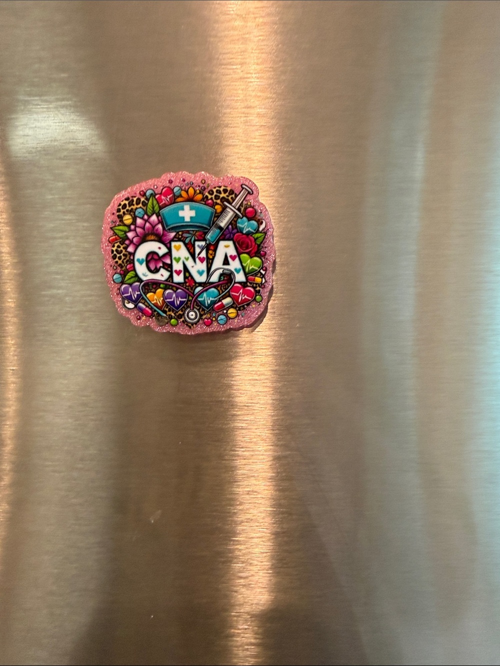 CNA Glitter Magnet • Medical Aesthetic • Pink Nurse Theme